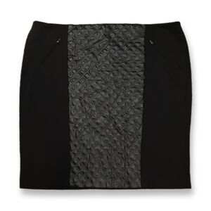 💠PENNINGTONS Faux Leather Quilted Pencil Skirt Ponte Panel Chic Edgy